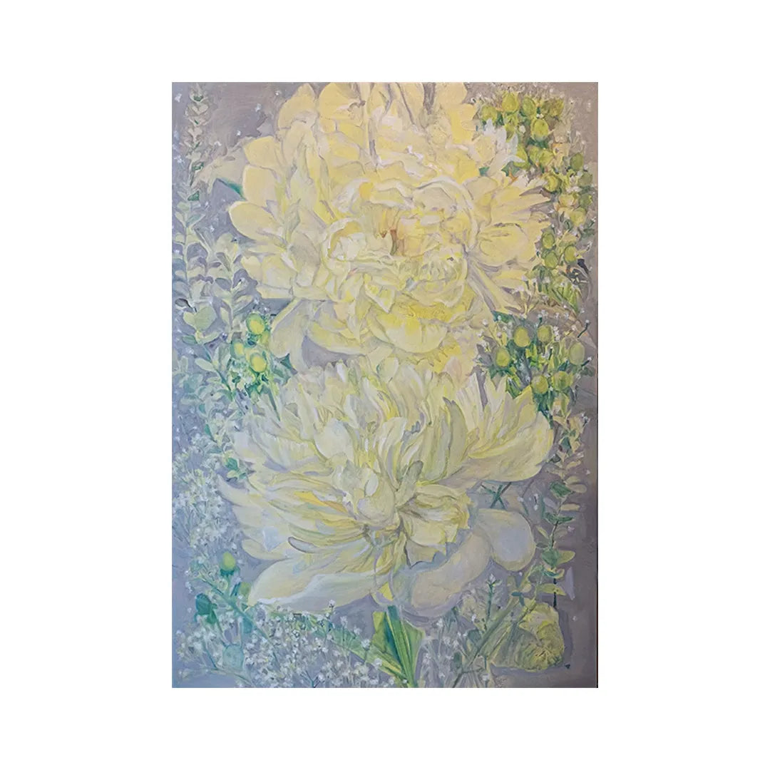二輪の芍薬と光のブーケ